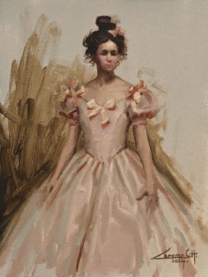 Opera Singer with long Barock dress