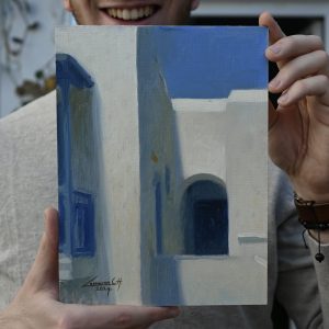 Greek House with Blue Door